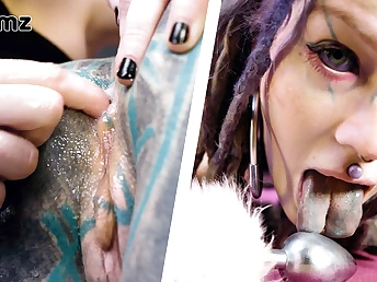 Dominatrix Miss Flora controls inked Anuskatzz