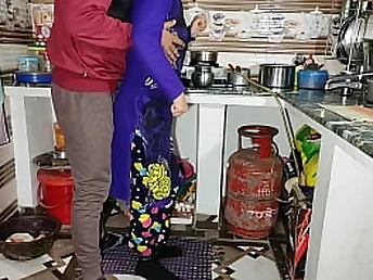 Step step-sista poked in the kitchen, when she's cooking.