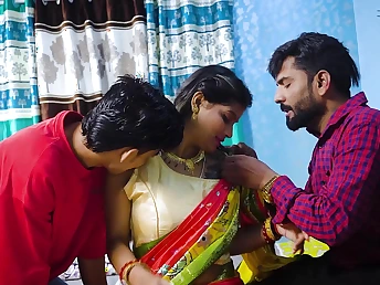 Desi Aunty Hard-core Screw with 2 Locals: A Desi MILF added to her Desi MILF Friends