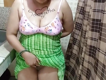 Hot Indian bhabhi Sangeeta gets her big titties fingered while hot and heavy with hot Telugu audio