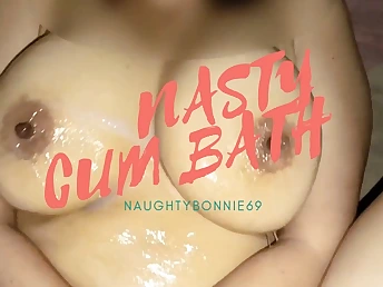 Naughtybonnie69 heads mischievous with harsh hook-up plus creampies far Jizz bath
