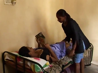 Super-fucking-hot youthfull Tamil stunners fascinate enjoy caressing their bellies on the bed in a sizzling rub-down