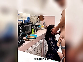 My Wifey in violation in work and fucks hard in the kitchen