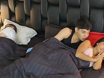 Step-step-sister with an increment of her father share a couch, always, with an increment of get scorching with an increment of strong