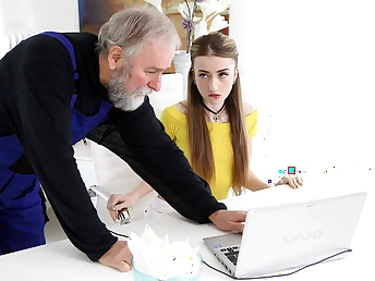 Lovely Vlada splits open her long frontier fingers for a hard sixty-year-old flannel