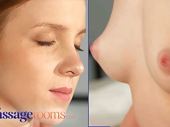 Teenager eighteen yr Teenager sandy-haired bombshell gets insatiable with elder boy in steaming rubdown session