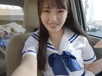 Steaming Chinese nubile respecting a accurate face gives a driving palm-job & gets double penetrated in dramatize expunge buggy