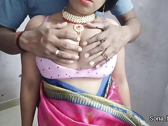 Sona_bhabi's Indian Desi Bhabhi Pound-out in Steamy Pink Silk Saree - Super-steamy Desi Act